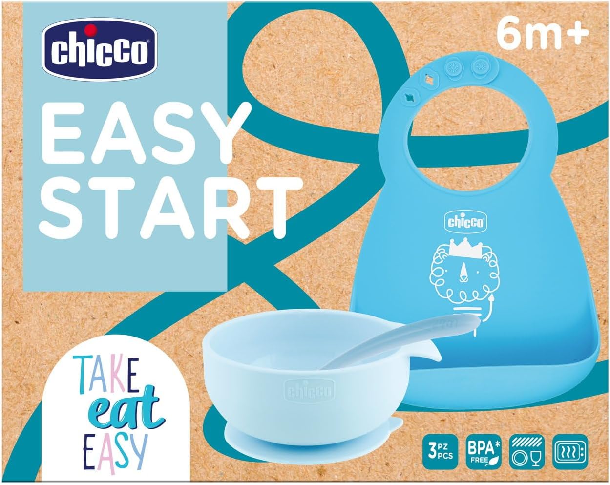 Chicco Easy Start Silicone Weaning Food Set 6m+, Blue